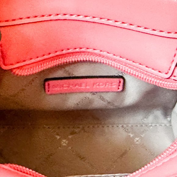 Michael Kors Hamilton MINI Satchel Shoulder Crossbody Bag Embossed MK Tea Rose - Picture 11 of 13